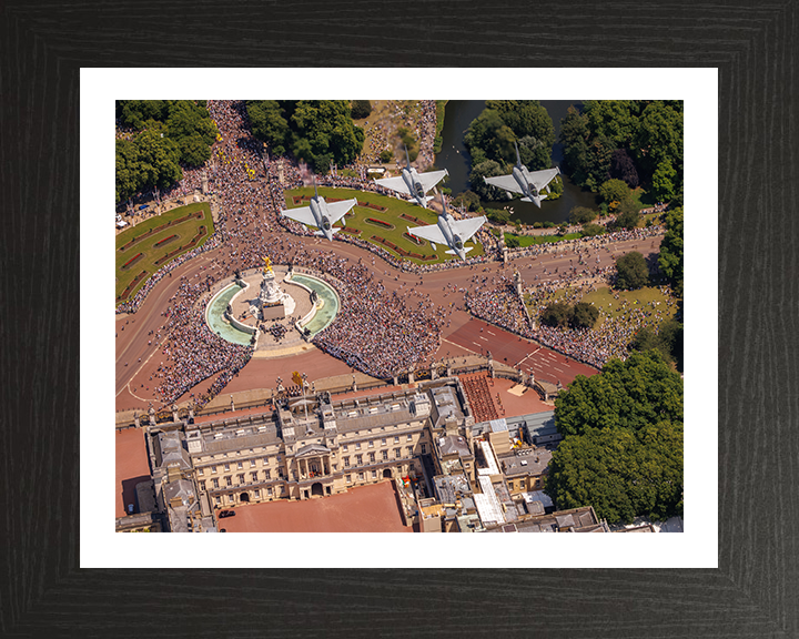 RAF Typhoon FGR4's Over Buckingham Palace Photo Print Royal Air Force Aircraft Wall Art Aviation Decor Posters, Prints, & Visual Artwork Hampshire Prints 10 x 8 Black Frame Yes