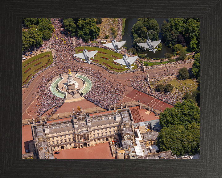RAF Typhoon FGR4's Over Buckingham Palace Photo Print Royal Air Force Aircraft Wall Art Aviation Decor Posters, Prints, & Visual Artwork Hampshire Prints 10 x 8 Black Frame No