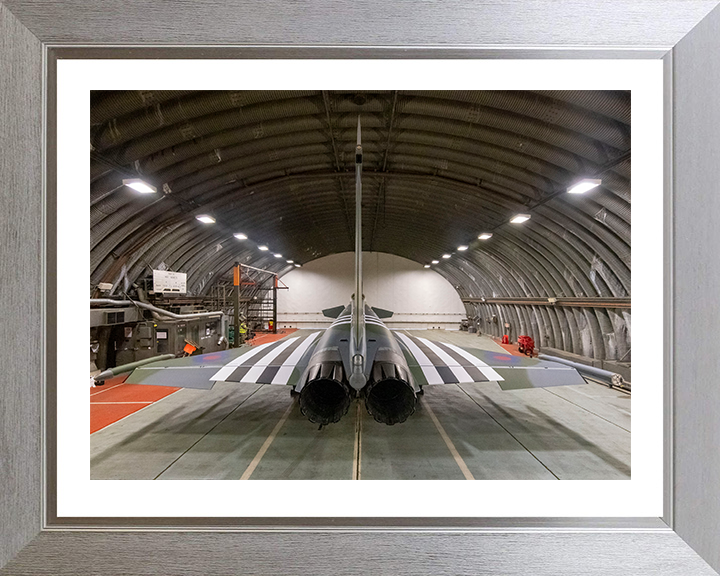 RAF Typhoon in a hanger Photo Print Royal Air Force Aircraft Wall Art Aviation Decor Poster Posters, Prints, & Visual Artwork Hampshire Prints 10 x 8 Silver Frame Yes