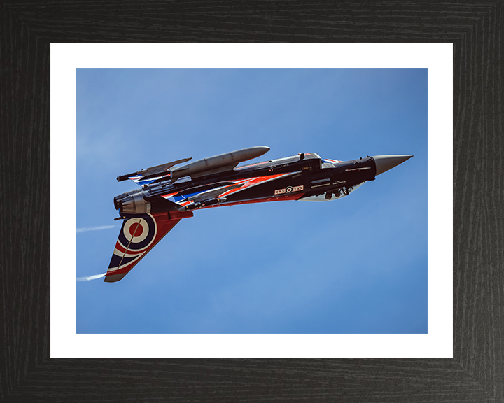 RAF Typhoon Inverted Photo Print Royal Air Force Aircraft Wall Art Aviation Decor Poster Posters, Prints, & Visual Artwork Hampshire Prints 10 x 8 Black Frame Yes