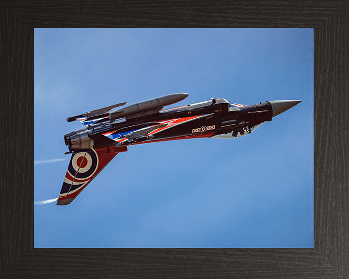 RAF Typhoon Inverted Photo Print Royal Air Force Aircraft Wall Art Aviation Decor Poster Posters, Prints, & Visual Artwork Hampshire Prints 10 x 8 Black Frame No