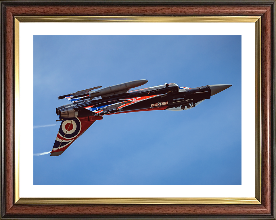 RAF Typhoon Inverted Photo Print Royal Air Force Aircraft Wall Art Aviation Decor Poster Posters, Prints, & Visual Artwork Hampshire Prints 10 x 8 Classic Frame Yes