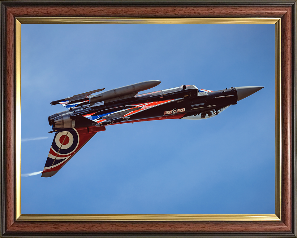 RAF Typhoon Inverted Photo Print Royal Air Force Aircraft Wall Art Aviation Decor Poster Posters, Prints, & Visual Artwork Hampshire Prints 10 x 8 Classic Frame No
