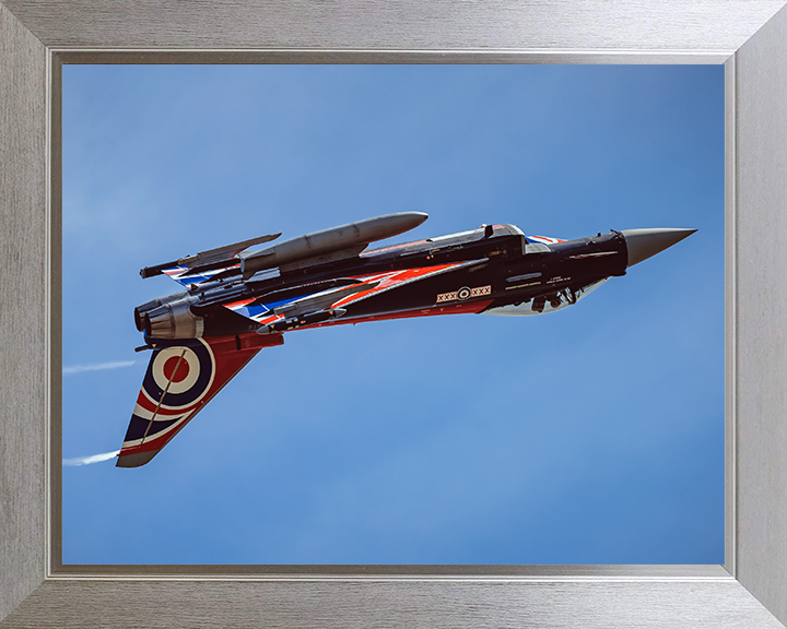 RAF Typhoon Inverted Photo Print Royal Air Force Aircraft Wall Art Aviation Decor Poster Posters, Prints, & Visual Artwork Hampshire Prints 10 x 8 Silver Frame No