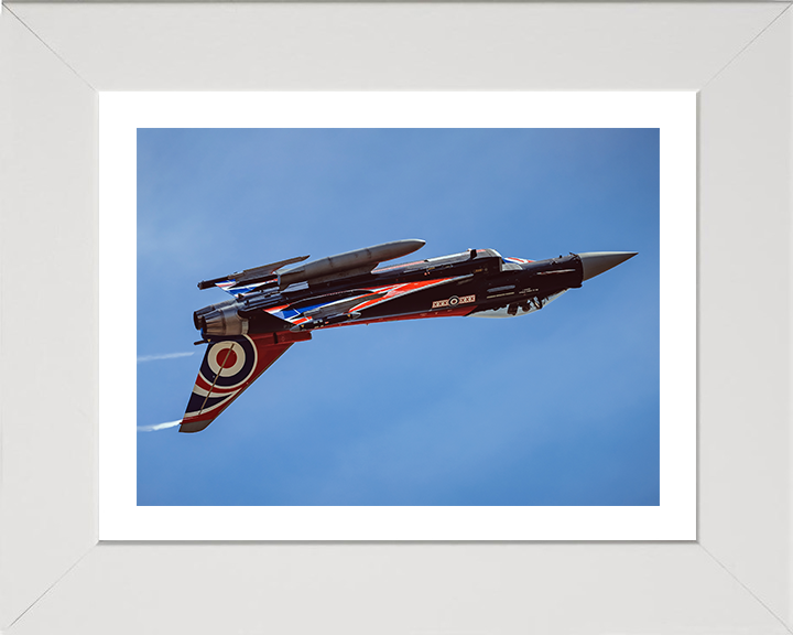 RAF Typhoon Inverted Photo Print Royal Air Force Aircraft Wall Art Aviation Decor Poster Posters, Prints, & Visual Artwork Hampshire Prints 10 x 8 White Frame Yes