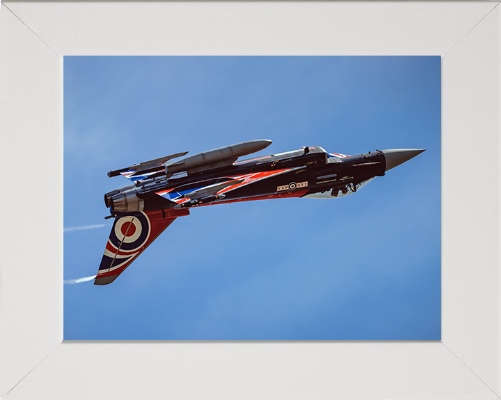 RAF Typhoon Inverted Photo Print Royal Air Force Aircraft Wall Art Aviation Decor Poster Posters, Prints, & Visual Artwork Hampshire Prints 10 x 8 White Frame No