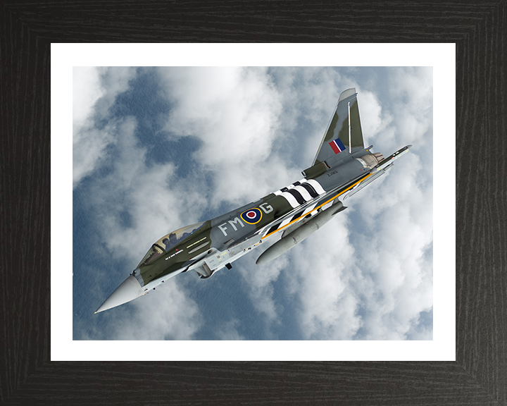 RAF Typhoon Jet Flying Photo Print Royal Air Force Aircraft Wall Art Aviation Decor Poster Posters, Prints, & Visual Artwork Hampshire Prints 10 x 8 Black Frame Yes