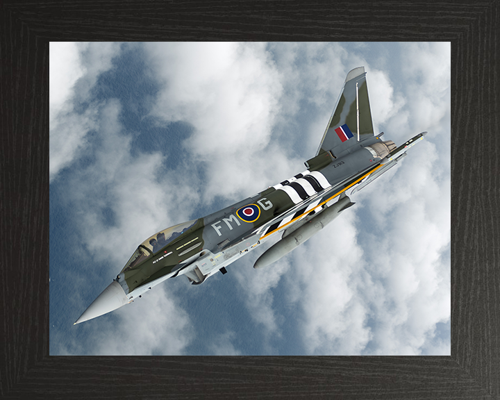 RAF Typhoon Jet Flying Photo Print Royal Air Force Aircraft Wall Art Aviation Decor Poster Posters, Prints, & Visual Artwork Hampshire Prints 10 x 8 Black Frame No