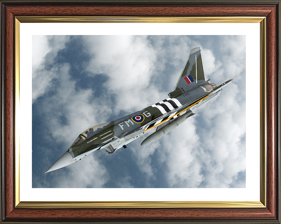 RAF Typhoon Jet Flying Photo Print Royal Air Force Aircraft Wall Art Aviation Decor Poster Posters, Prints, & Visual Artwork Hampshire Prints 10 x 8 Classic Frame Yes