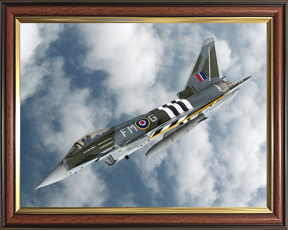 RAF Typhoon Jet Flying Photo Print Royal Air Force Aircraft Wall Art Aviation Decor Poster Posters, Prints, & Visual Artwork Hampshire Prints 10 x 8 Classic Frame No
