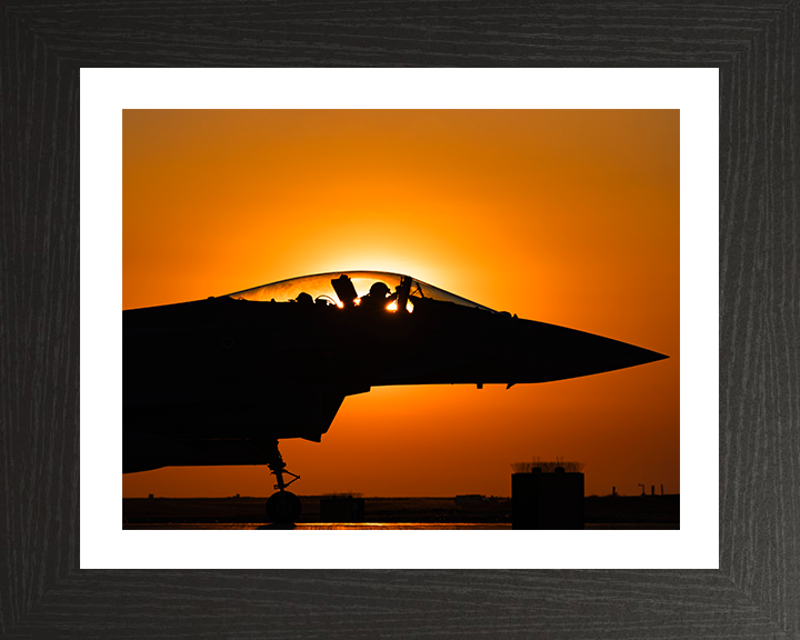 RAF Typhoon Jet cockpit Silhouette at sunset Royal Air Force Aircraft Photo Print Wall Art Aviation Decor UK Posters, Prints, & Visual Artwork Hampshire Prints 10 x 8 Black Frame Yes