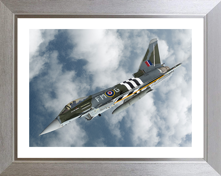 RAF Typhoon Jet Flying Photo Print Royal Air Force Aircraft Wall Art Aviation Decor Poster Posters, Prints, & Visual Artwork Hampshire Prints 10 x 8 Silver Frame Yes