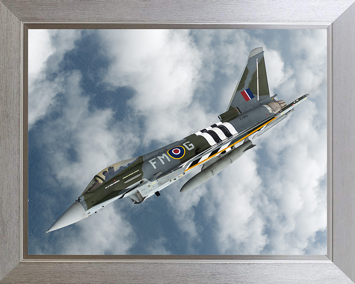 RAF Typhoon Jet Flying Photo Print Royal Air Force Aircraft Wall Art Aviation Decor Poster Posters, Prints, & Visual Artwork Hampshire Prints 10 x 8 Silver Frame No