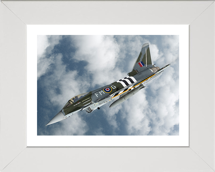 RAF Typhoon Jet Flying Photo Print Royal Air Force Aircraft Wall Art Aviation Decor Poster Posters, Prints, & Visual Artwork Hampshire Prints 10 x 8 White Frame Yes