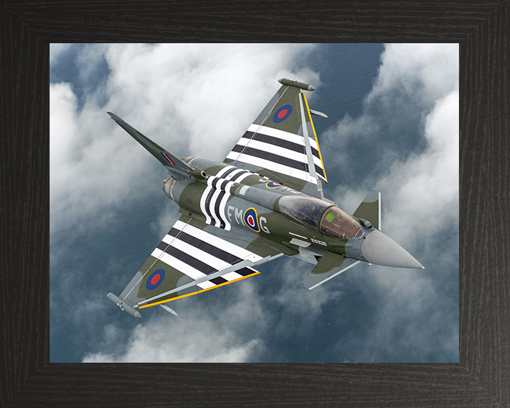 RAF Typhoon Jet in flight Photo Print Royal Air Force Aircraft Wall Art Aviation Decor Poster Posters, Prints, & Visual Artwork Hampshire Prints 10 x 8 Black Frame No