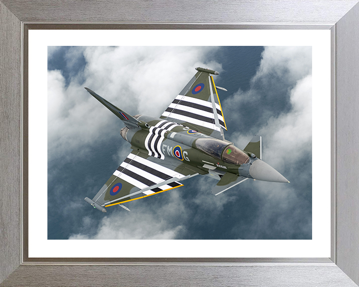 RAF Typhoon Jet in flight Photo Print Royal Air Force Aircraft Wall Art Aviation Decor Poster Posters, Prints, & Visual Artwork Hampshire Prints 10 x 8 Silver Frame Yes