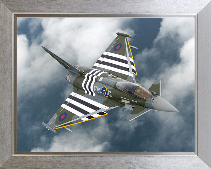 RAF Typhoon Jet in flight Photo Print Royal Air Force Aircraft Wall Art Aviation Decor Poster Posters, Prints, & Visual Artwork Hampshire Prints 10 x 8 Silver Frame No