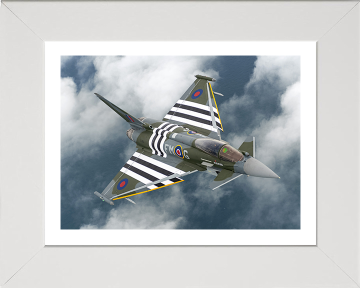 RAF Typhoon Jet in flight Photo Print Royal Air Force Aircraft Wall Art Aviation Decor Poster Posters, Prints, & Visual Artwork Hampshire Prints 10 x 8 White Frame Yes