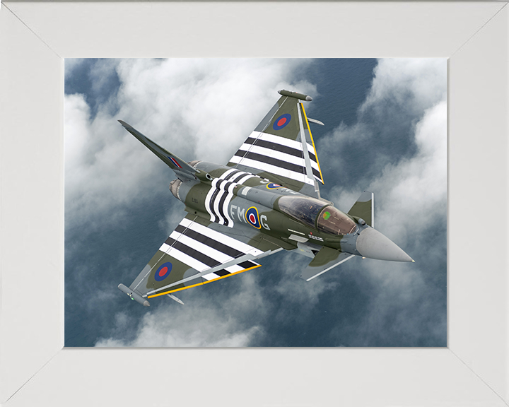 RAF Typhoon Jet in flight Photo Print Royal Air Force Aircraft Wall Art Aviation Decor Poster Posters, Prints, & Visual Artwork Hampshire Prints 10 x 8 White Frame No