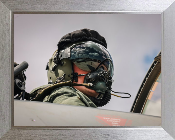 RAF Typhoon Pilot Royal Air Force RAF Aviation Photo Print Wall Art Aviation Decor UK Posters, Prints, & Visual Artwork Hampshire Prints 10 x 8 Silver Frame No