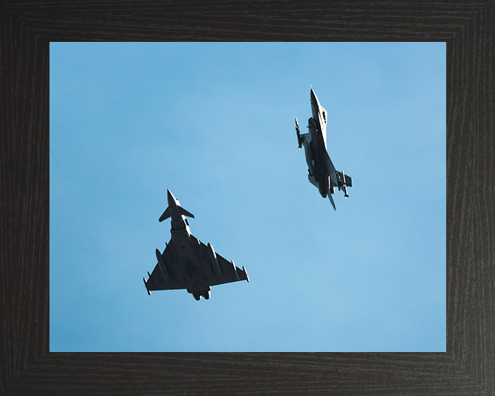 RAF Typhoon and F-16 Jets Royal Air Force Aircraft Wall Art Aviation Decor Poster Posters, Prints, & Visual Artwork Hampshire Prints 10 x 8 Black Frame No