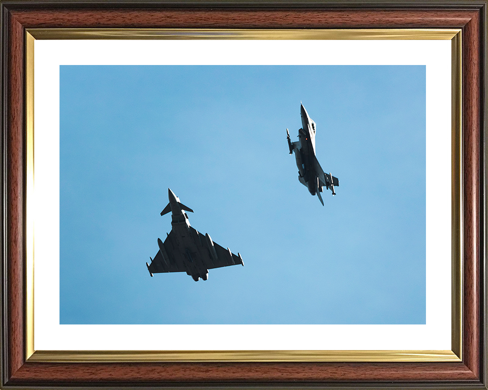 RAF Typhoon and F-16 Jets Royal Air Force Aircraft Wall Art Aviation Decor Poster Posters, Prints, & Visual Artwork Hampshire Prints 10 x 8 Classic Frame Yes