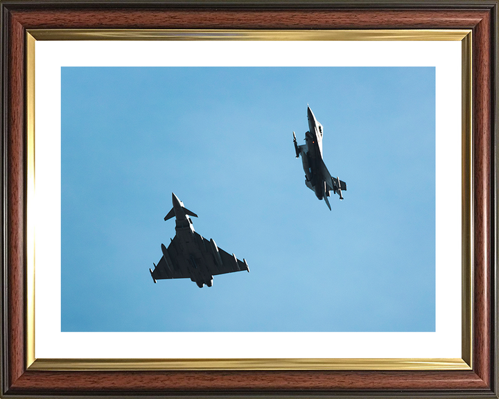 RAF Typhoon and F-16 Jets Royal Air Force Aircraft Wall Art Aviation Decor Poster Posters, Prints, & Visual Artwork Hampshire Prints 10 x 8 Classic Frame Yes
