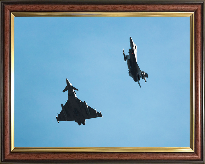 RAF Typhoon and F-16 Jets Royal Air Force Aircraft Wall Art Aviation Decor Poster Posters, Prints, & Visual Artwork Hampshire Prints 10 x 8 Classic Frame No