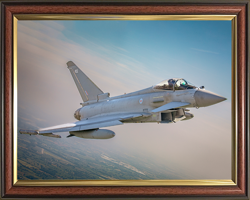 RAF Typhoon in flight over RAF Cosford Photo Print Royal Air Force Aircraft Wall Art Aviation Decor Posters, Prints, & Visual Artwork Hampshire Prints 10 x 8 Classic Frame No