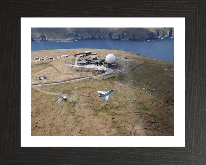 RAF Typhoon over Saxa Vord Photo Print Royal Air Force Aircraft Wall Art Aviation Decor Posters, Prints, & Visual Artwork Hampshire Prints 10 x 8 Black Frame Yes