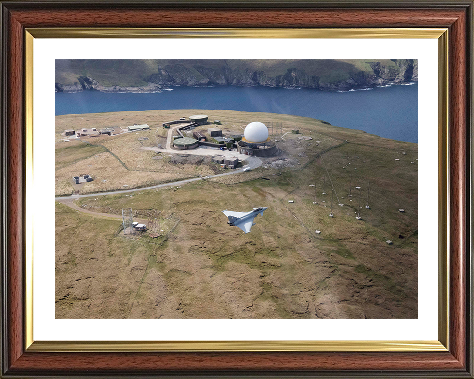 RAF Typhoon over Saxa Vord Photo Print Royal Air Force Aircraft Wall Art Aviation Decor Posters, Prints, & Visual Artwork Hampshire Prints 10 x 8 Classic Frame Yes