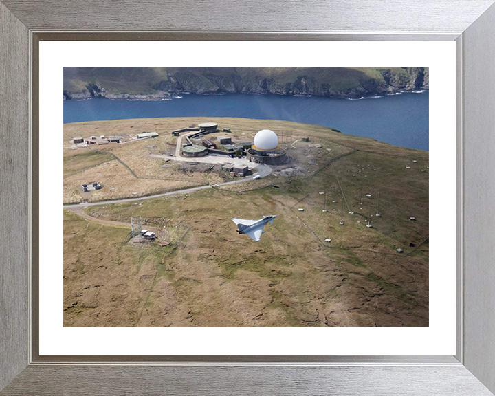 RAF Typhoon over Saxa Vord Photo Print Royal Air Force Aircraft Wall Art Aviation Decor Posters, Prints, & Visual Artwork Hampshire Prints 10 x 8 Silver Frame Yes
