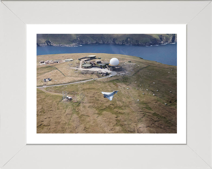 RAF Typhoon over Saxa Vord Photo Print Royal Air Force Aircraft Wall Art Aviation Decor Posters, Prints, & Visual Artwork Hampshire Prints 10 x 8 White Frame Yes