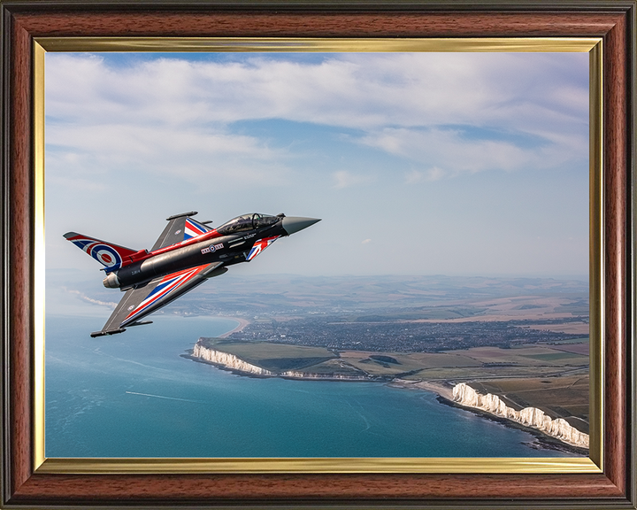 RAF Typhoon over the white cliffs of Dover Photo Print Royal Air Force Aircraft Wall Art Aviation Decor Posters, Prints, & Visual Artwork Hampshire Prints 10 x 8 Classic Frame No
