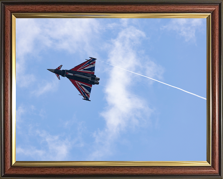 RAF Typhoon with Union Jack livery from below Photo Print Royal Air Force Aircraft Wall Art Aviation Decor Posters, Prints, & Visual Artwork Hampshire Prints 10 x 8 Classic Frame No