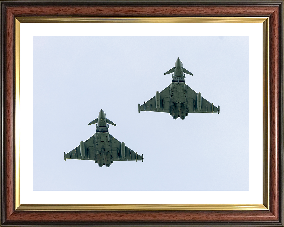 RAF Typhoons From Below Photo Print Royal Air Force Aircraft Wall Art Aviation Decor Poster Posters, Prints, & Visual Artwork Hampshire Prints 10 x 8 Classic Frame Yes