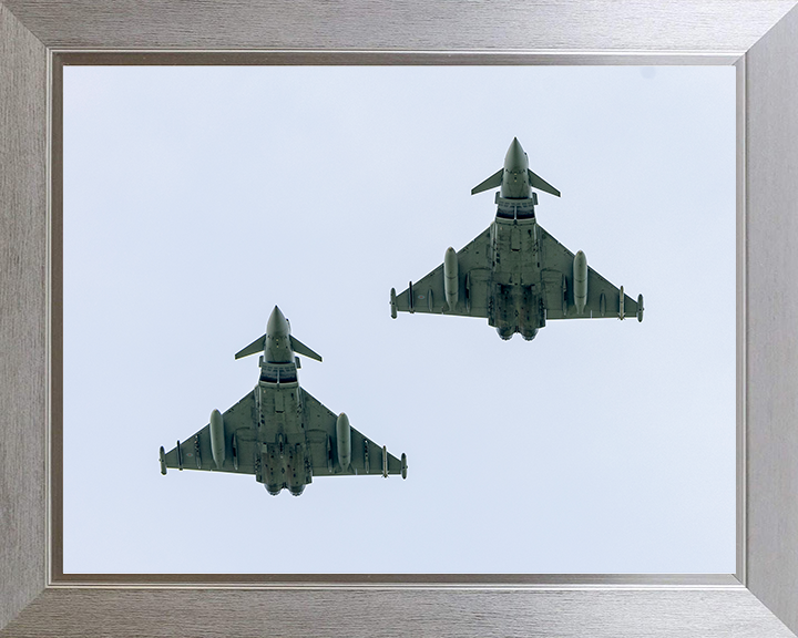 RAF Typhoons From Below Photo Print Royal Air Force Aircraft Wall Art Aviation Decor Poster Posters, Prints, & Visual Artwork Hampshire Prints 10 x 8 Silver Frame No