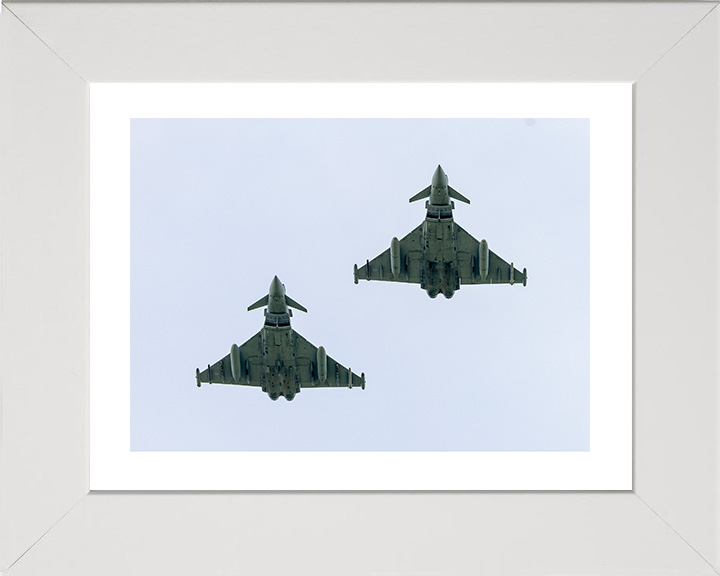 RAF Typhoons From Below Photo Print Royal Air Force Aircraft Wall Art Aviation Decor Poster Posters, Prints, & Visual Artwork Hampshire Prints 10 x 8 White Frame Yes