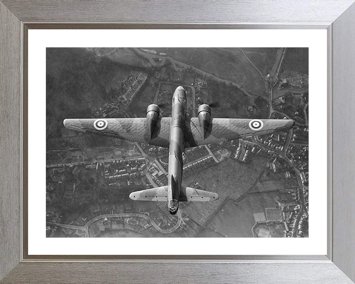 RAF Vickers Wellington bomber in Flight Photo Print Royal Air Force Aircraft Wall Art Aviation Decor Posters, Prints, & Visual Artwork Hampshire Prints 10 x 8 Silver Frame Yes