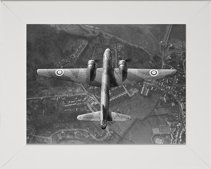 RAF Vickers Wellington bomber in Flight Photo Print Royal Air Force Aircraft Wall Art Aviation Decor Posters, Prints, & Visual Artwork Hampshire Prints 10 x 8 White Frame No