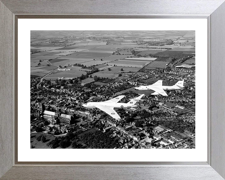 RAF Victor Valliant B and Canberra Over Ely Cathedral Photo Print Royal Air Force Aircraft Wall Art Posters, Prints, & Visual Artwork Hampshire Prints 10 x 8 Silver Frame Yes