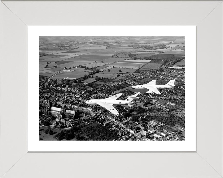 RAF Victor Valliant B and Canberra Over Ely Cathedral Photo Print Royal Air Force Aircraft Wall Art Posters, Prints, & Visual Artwork Hampshire Prints 10 x 8 White Frame Yes