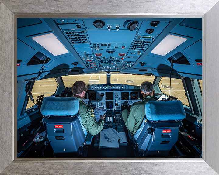 RAF Voyager Cockpit With Pilots 2020 Photo Print Royal Air Force Wall Art Decor Poster Posters, Prints, & Visual Artwork Hampshire Prints 10 x 8 Silver Frame No