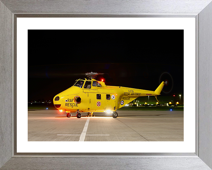 RAF Westland Whirlwind HAR10 at Night Northolt 2022 Photo Print Royal Air Force Aircraft Helicopter Wall Art Posters, Prints, & Visual Artwork Hampshire Prints 10 x 8 Silver Frame Yes