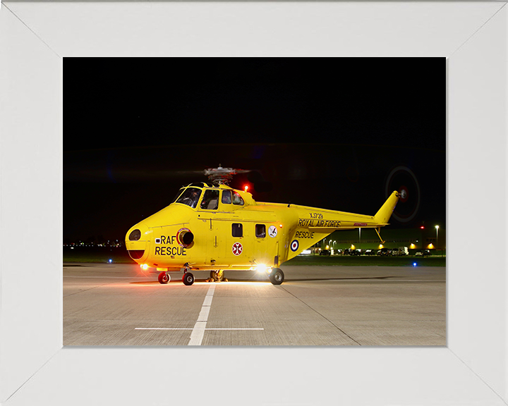 RAF Westland Whirlwind HAR10 at Night Northolt 2022 Photo Print Royal Air Force Aircraft Helicopter Wall Art Posters, Prints, & Visual Artwork Hampshire Prints 10 x 8 White Frame No