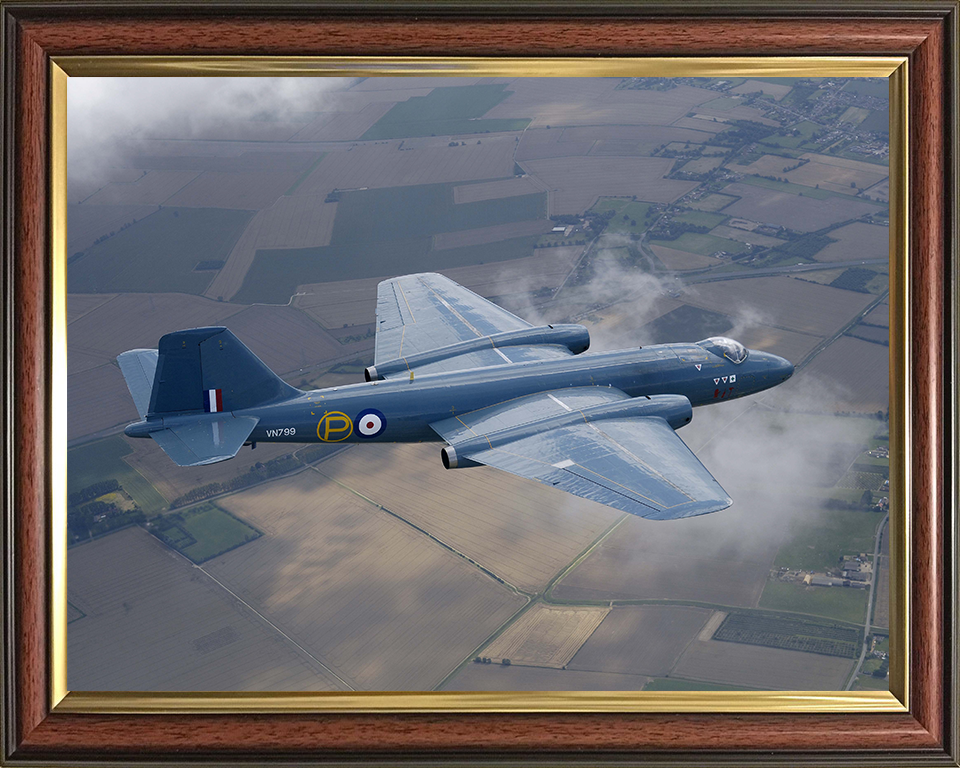 RAF Canberra in flight Photo Print Royal Air Force Aircraft Wall Art Aviation Military Decor Posters, Prints, & Visual Artwork Hampshire Prints 10 x 8 Classic Frame No
