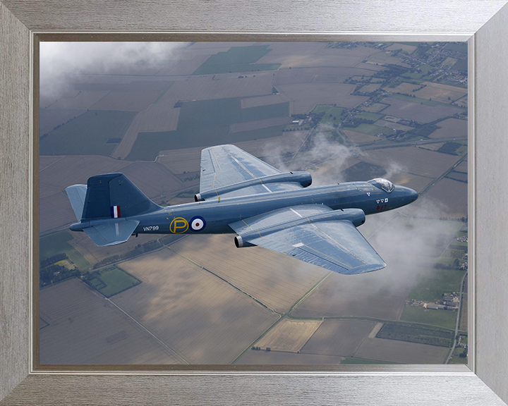 RAF Canberra in flight Photo Print Royal Air Force Aircraft Wall Art Aviation Military Decor Posters, Prints, & Visual Artwork Hampshire Prints 10 x 8 Silver Frame No