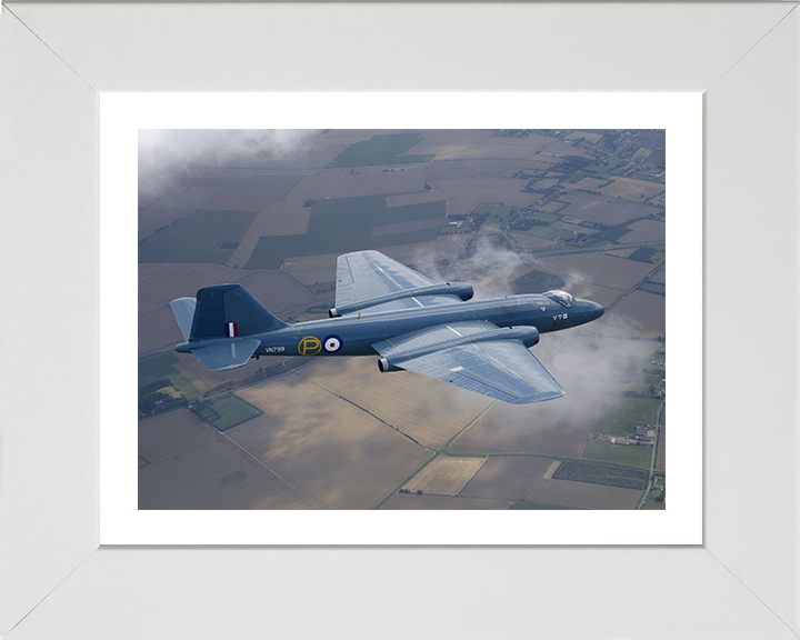RAF Canberra in flight Photo Print Royal Air Force Aircraft Wall Art Aviation Military Decor Posters, Prints, & Visual Artwork Hampshire Prints 10 x 8 White Frame Yes