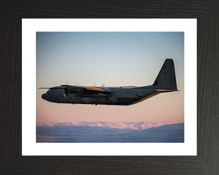 RAF C130J Hercules Flying at Sunset 2018 Royal Air Force Aircraft Photo Print Wall Art Aviation Decor UK Posters, Prints, & Visual Artwork Hampshire Prints 10 x 8 Black Frame Yes