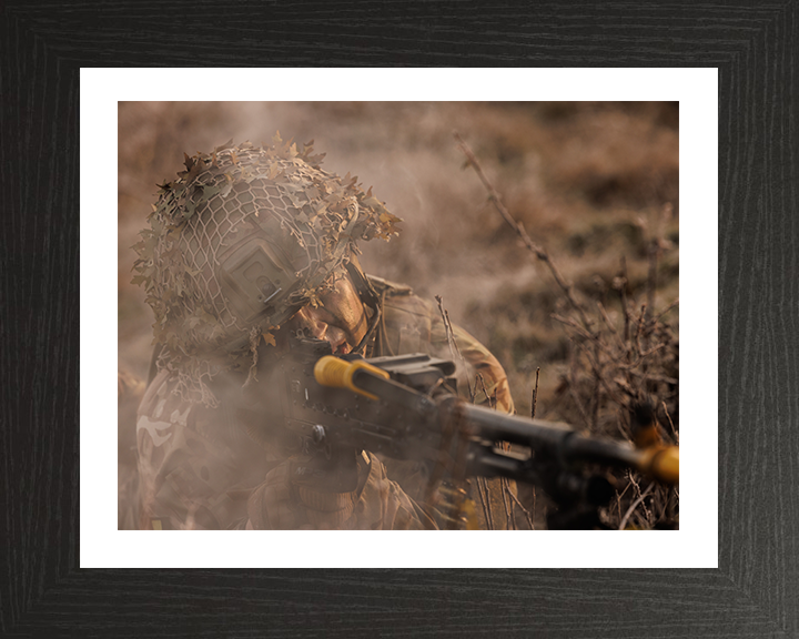British Army Soldier during a dawn attack exercise Photo Print Wall Art Military Decor Posters, Prints, & Visual Artwork Hampshire Prints 10 x 8 Black Frame Yes